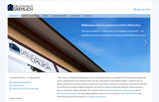 Druckhaus Gremlich: Kunde Webdesign